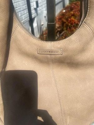 Lucky Brand Sedona Taupe Suede Hobo Like New