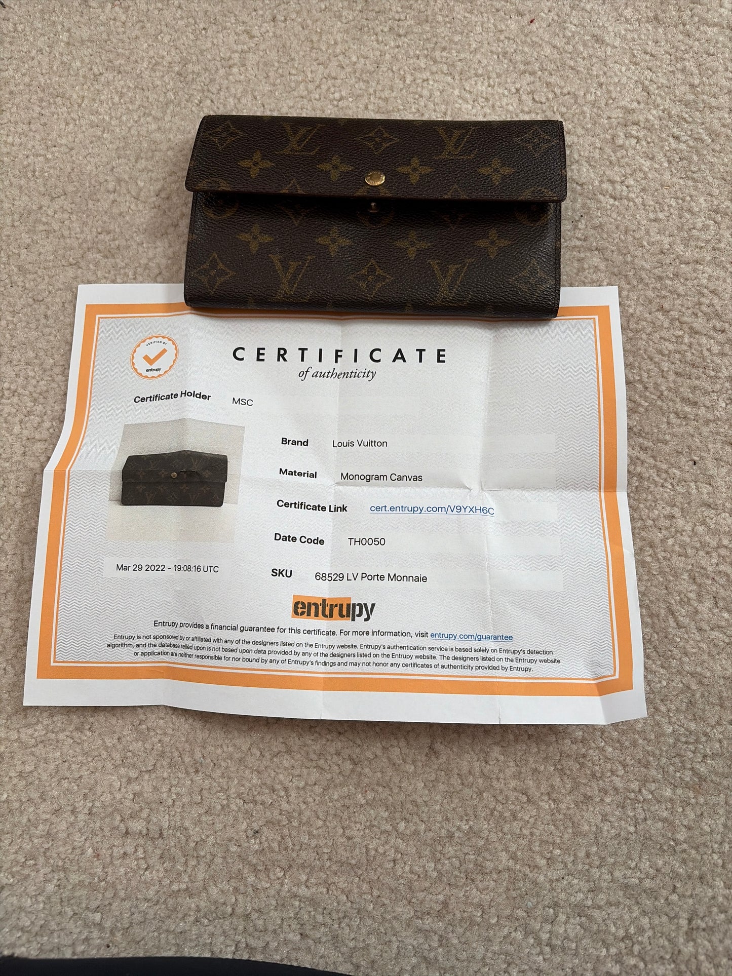 Louis Vuitton Porte Monnaie Credit Wallet