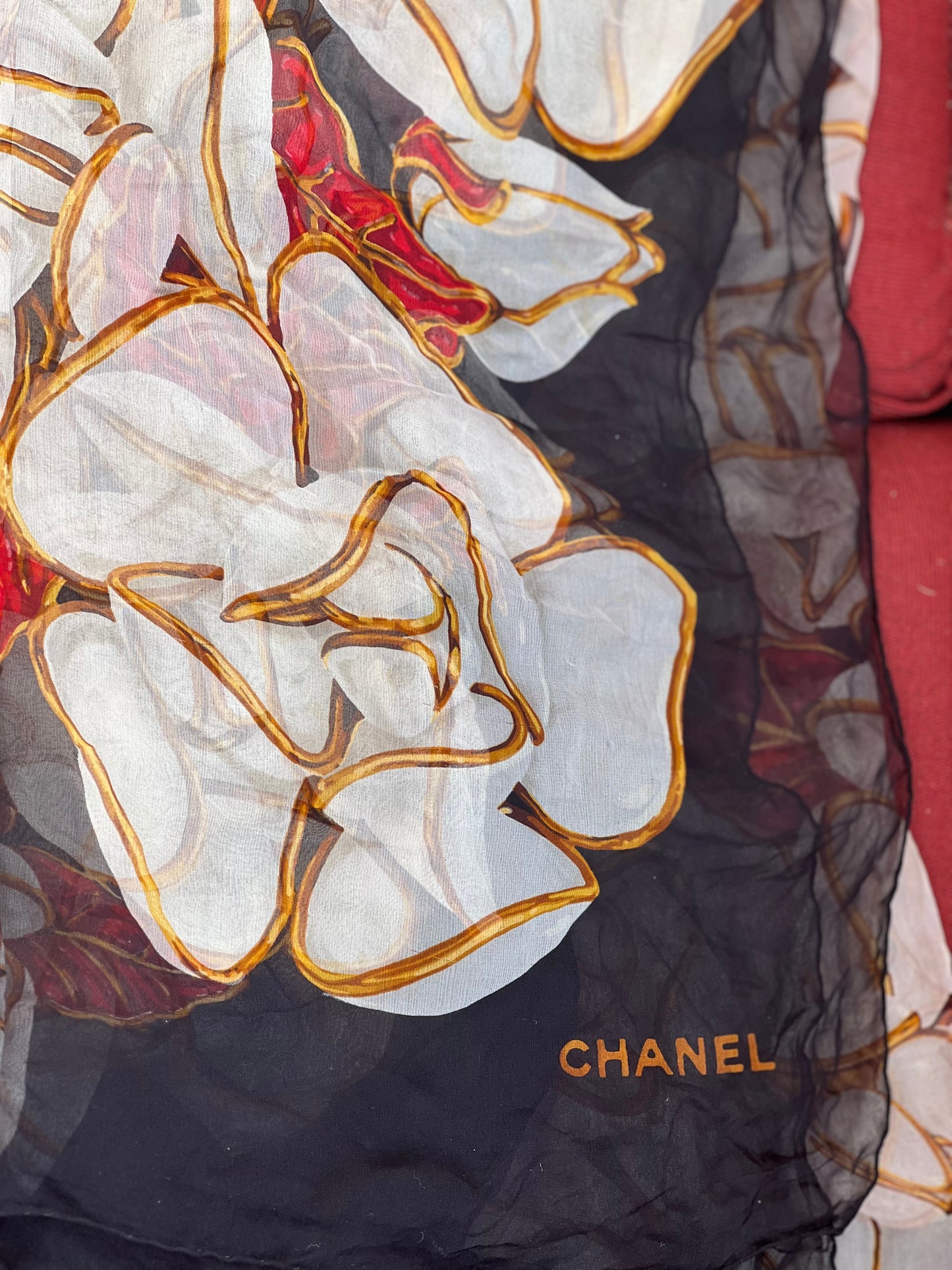 Chanel floral silk scarf X-Large