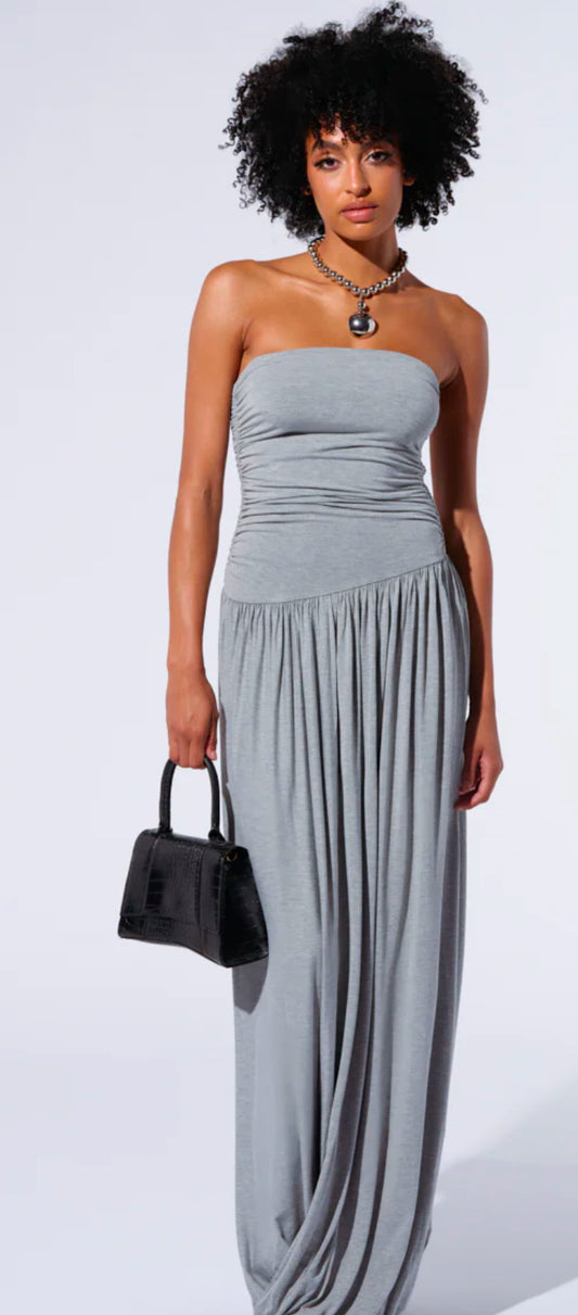 Gray Knit Maxi Dress