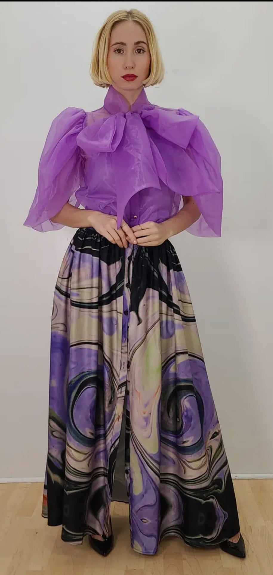 Purple sheer organza blouse