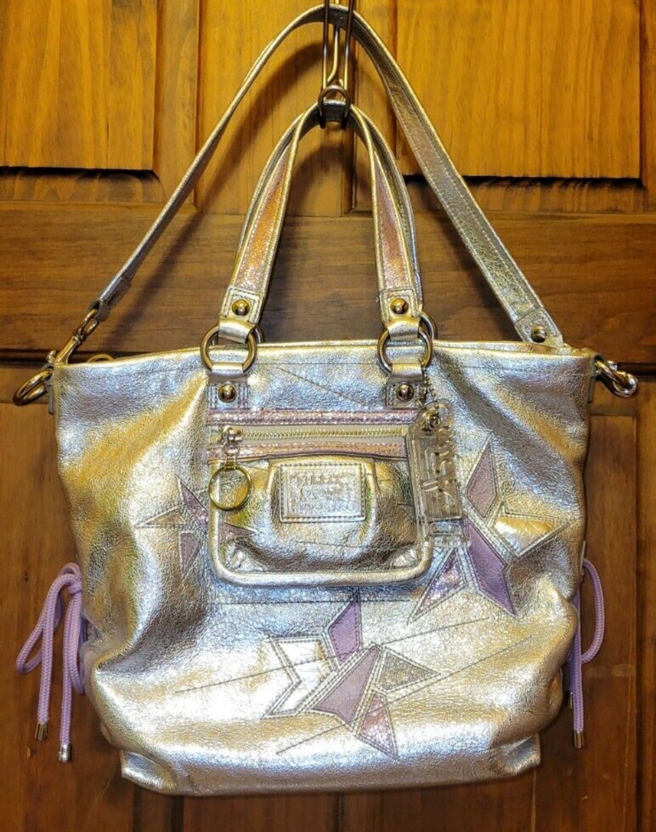 Metallic Silver Coach hot Handbag