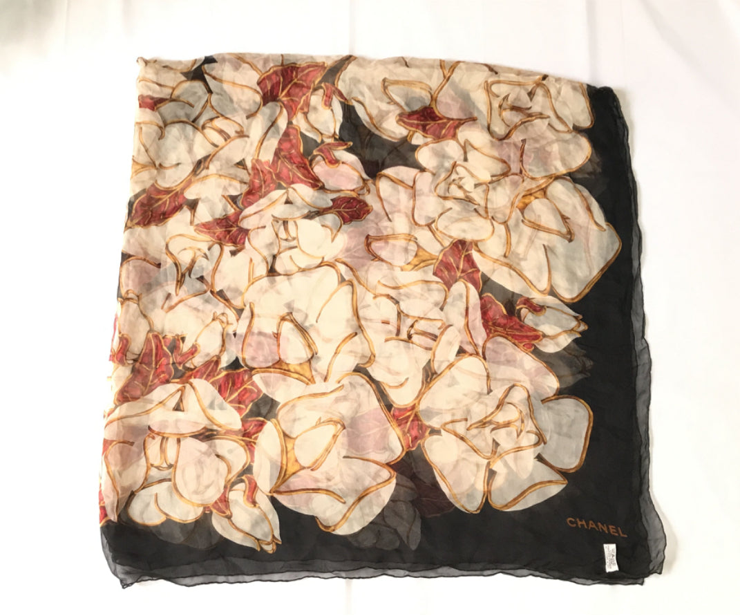 Chanel floral silk scarf X-Large