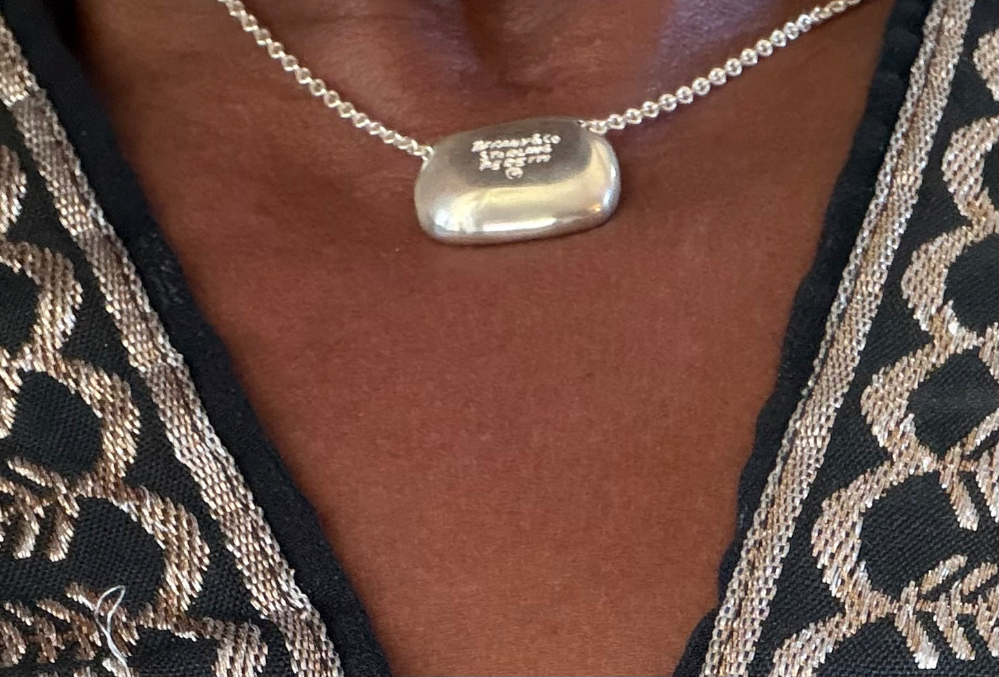Tiffany & Co Sterling Silver Peretti Large Bean Pendant & Necklace 15”