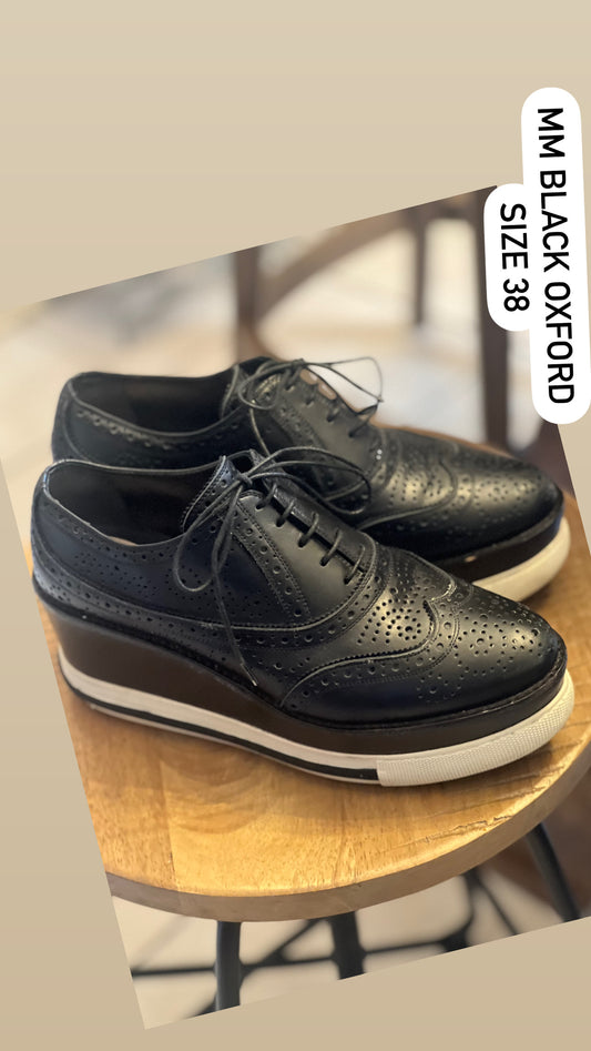 Miu Miu Black Brogue Leather Oxford Platform