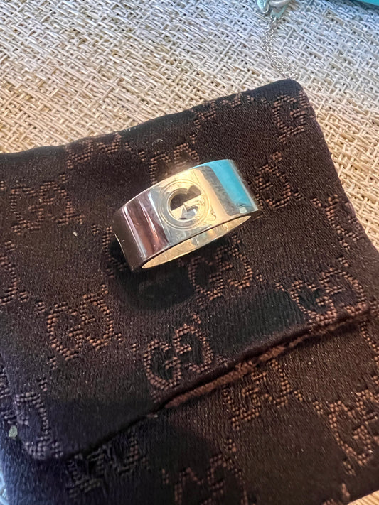 Gucci G Band Cutout Ring NEW With Box Size 6 3/4