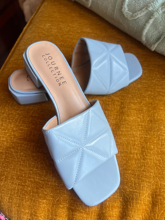 Journee Collection Blue Quilted Mules