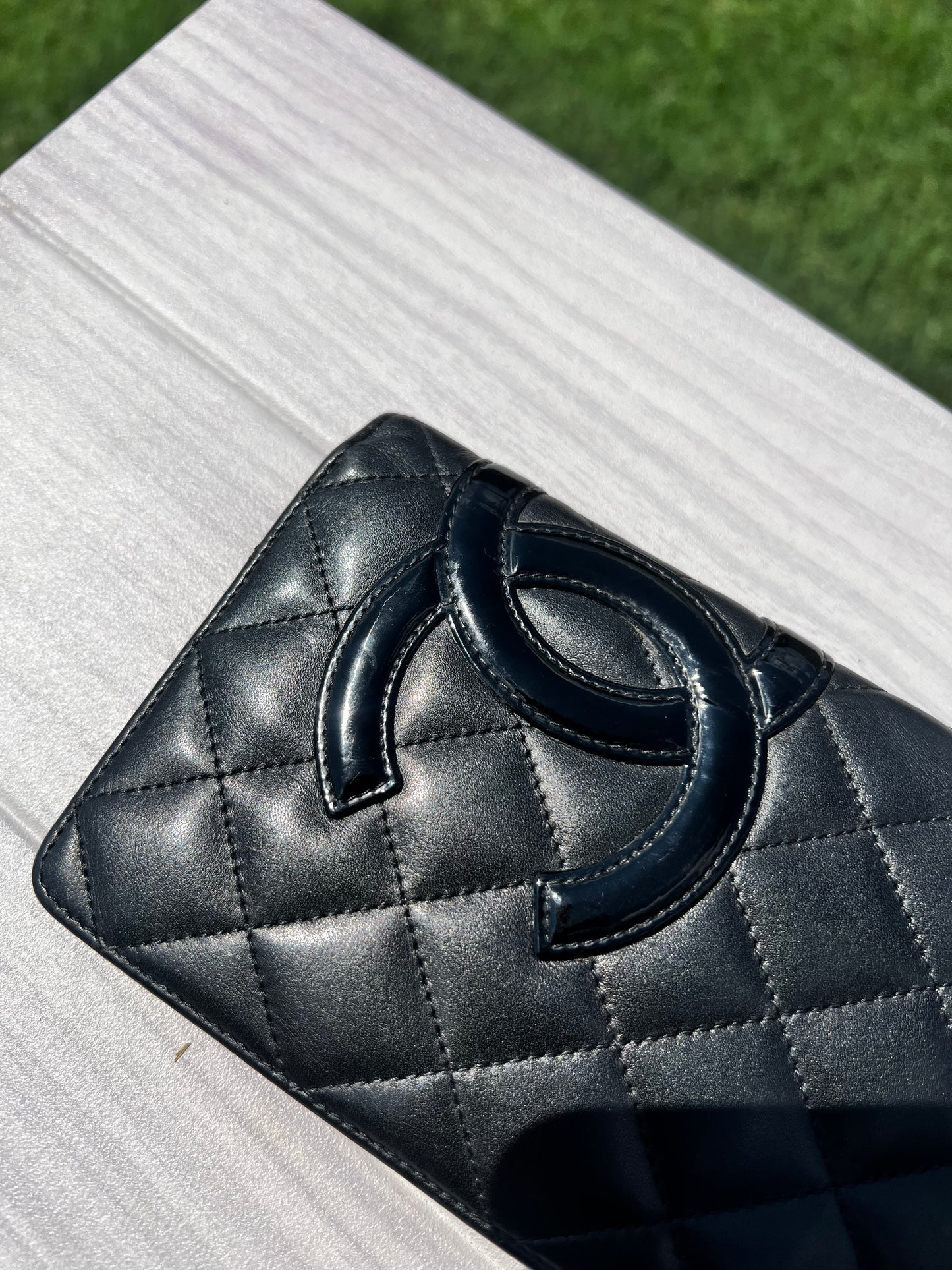 Chanel black leather Cambon wallet