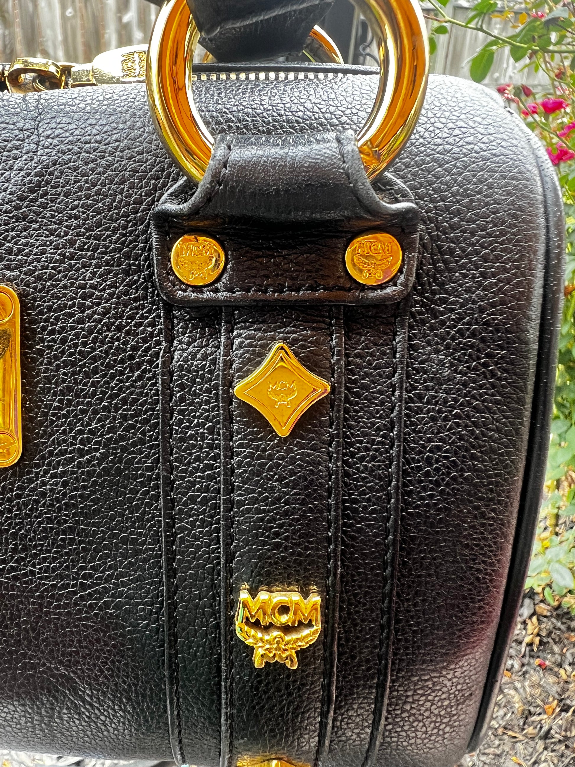 MCM mini Boston bag Black – simplydivineconsign MCM mini Boston bag Black – simplydivineconsign