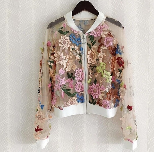 Jacket Floral Mesh long sleeve