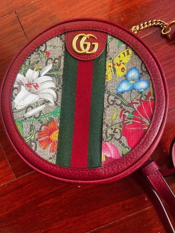 Gucci Red Flora Mini Round Backpack