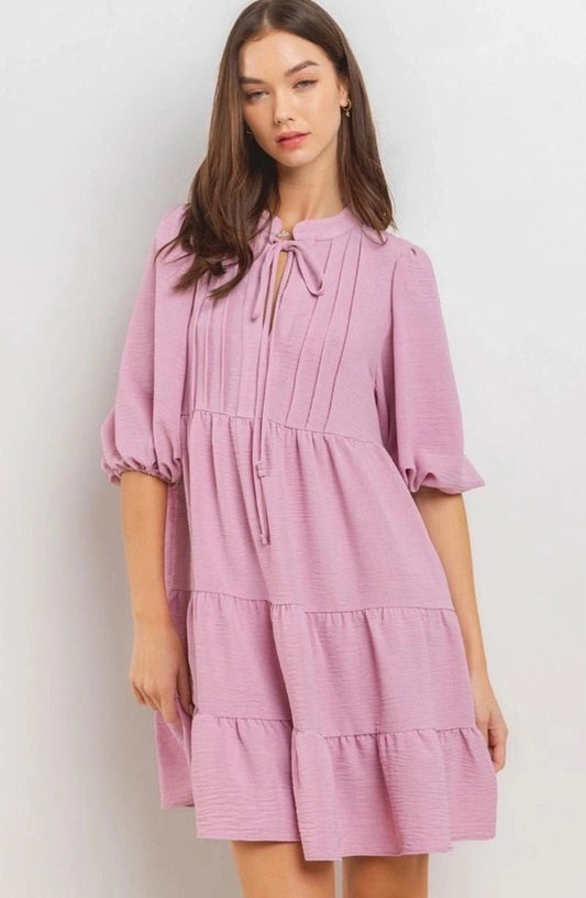 Pink Ruffle Smock Dress Size L