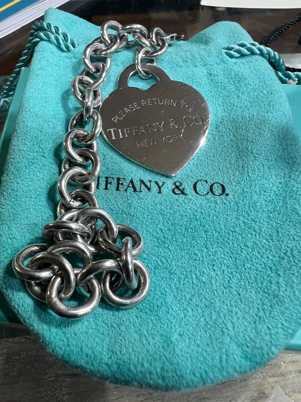 Tiffany and Company Extra Large RTT Heart Bracelet 7" With Pouch
