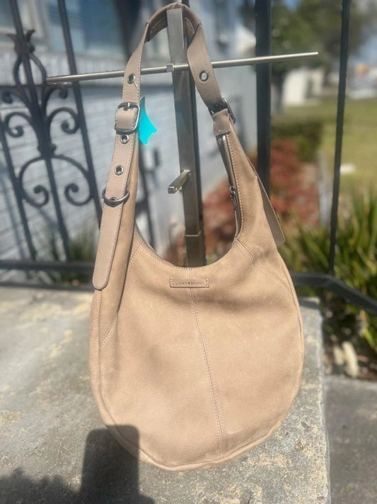 Lucky Brand Sedona Taupe Suede Hobo Like New