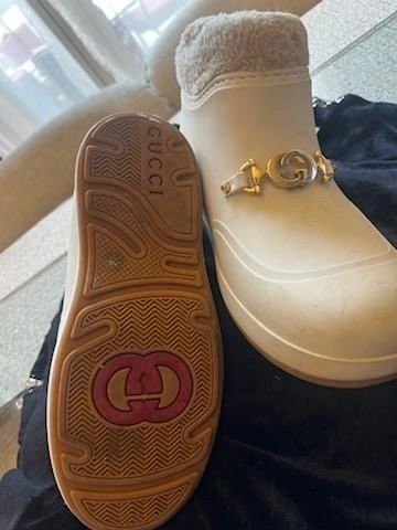 Gucci Cream Rubber Horsebit Chelsea Boot Size 38