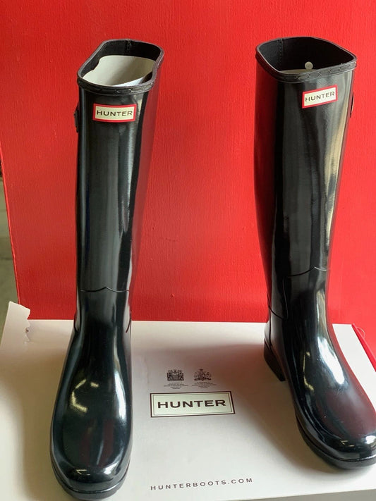 Hunter Black High Gloss Knee Boot New In Box Size 10