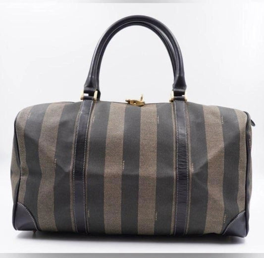 FENDI Coated Canvas Pequin Boston Bag