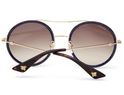 Gucci Round Aviator Sunglasses Navy