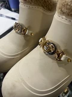 Gucci Cream Rubber Horsebit Chelsea Boot Size 38