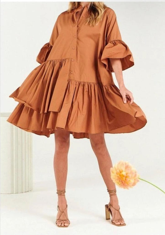 Rust Ruffle Dress